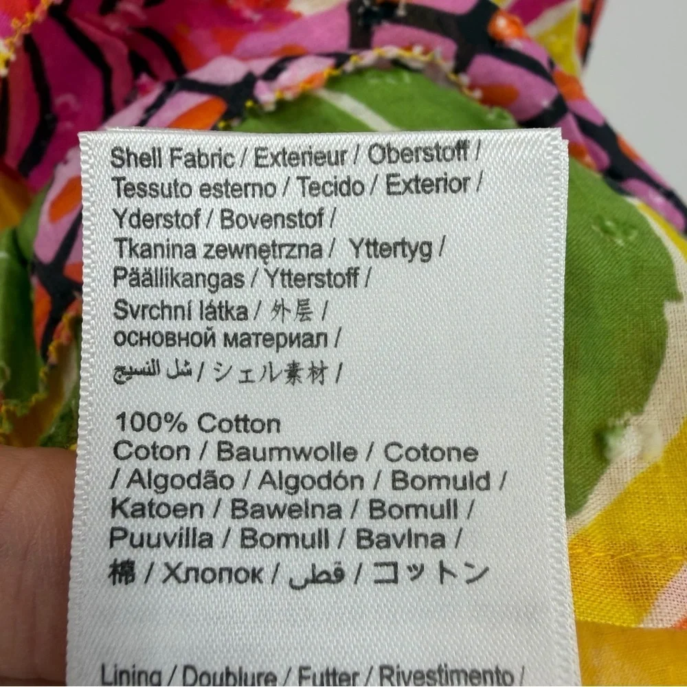 Farm Rio Dream Garden Ruffle Mini Dress Multicolor Size M Tropical Beach Vacay - Picture 7 of 8